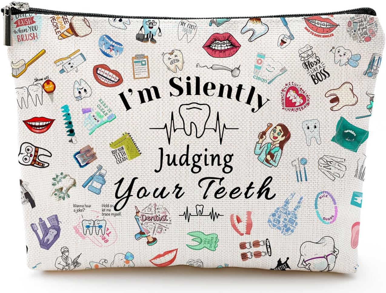 Dentist Gift Dental Gift for Women Makeup Bag Dental Assistant Gift Dental Hygienist Gift Cosmetic Bag Graduation Gift for Dentist Thank You Gift for Her Birthday Retirement Gift