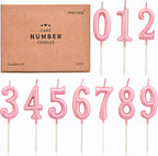 PHD CAKE 10-Pieces Pink Numeral Birthday Candles, Cake Numeral Candles Number 0-9 Glitter Cake Topper Decoration for Birthday,Wedding Anniversary,Party Celebration