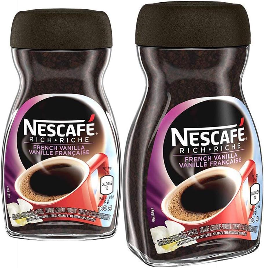 NESCAFÉ Rich Instant Coffee, 100g Jar | 2- Pack (French Vanilla)