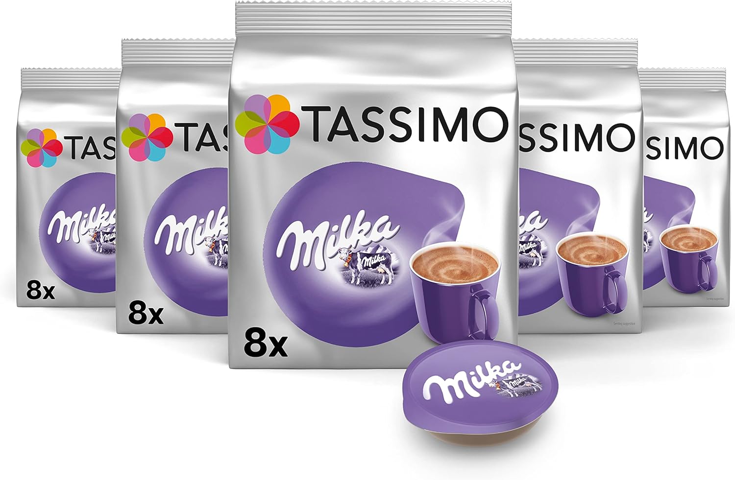 Tassimo Milka Hot Chocolate, 5-Pack, Chocolate, Capsules, 40 T-Discs/Servings