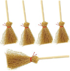 Mini Witches Broomstick Broom Halloween Straw Craft Brush Decorations Witches Wizard Accessory for Halloween Costume Cosplay Party