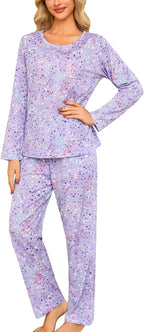 ENJOYNIGHT Womens Pajama Set Cotton Long Sleeve Pjs Two Piece Sleepwear with Pockets