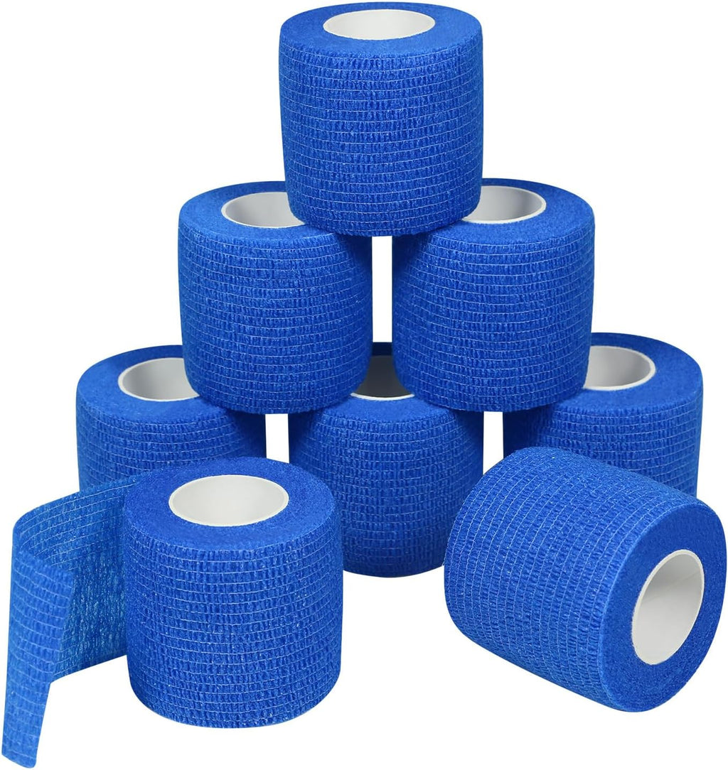 Self Adherent Wrap Bandages Self Adhering Cohesive Tape Elastic Athletic Sports Tape for Sports Sprain Swelling and Soreness on Wrist and Ankle 8PCS 2 in X 14.7 ft (Blue)