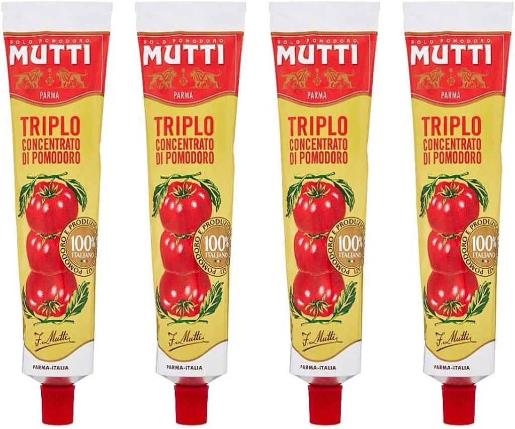 Mutti Triple Concentrated Tomato Sauce Tube 185gr 6.52oz, Pack of 4