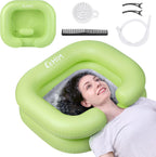 Inflatable Shampoo Basin - Portable Shampoo Bowl, Hair Washing Basin for Bedridden, Disabled,Injured, Hair Wash Tub for Dreadlocks and at Home Sink Washing (Green, 15in Inner)