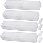 4 pcs Travel Size Tongue Scraper Case Holder, Portable Clear Tongue Cleaner Container, Plastic Transparent Toothbrush Carrying Box for Tongue Scraper, Toothbrush, Small Drinking Straw