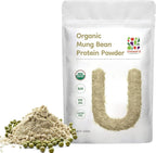 UNLEASH'D ORGANIC Organic Mung Bean Protein Powder 16 oz – 100% Pure Plant-Based Protein, Rich in Vitamins, Minerals & Fiber