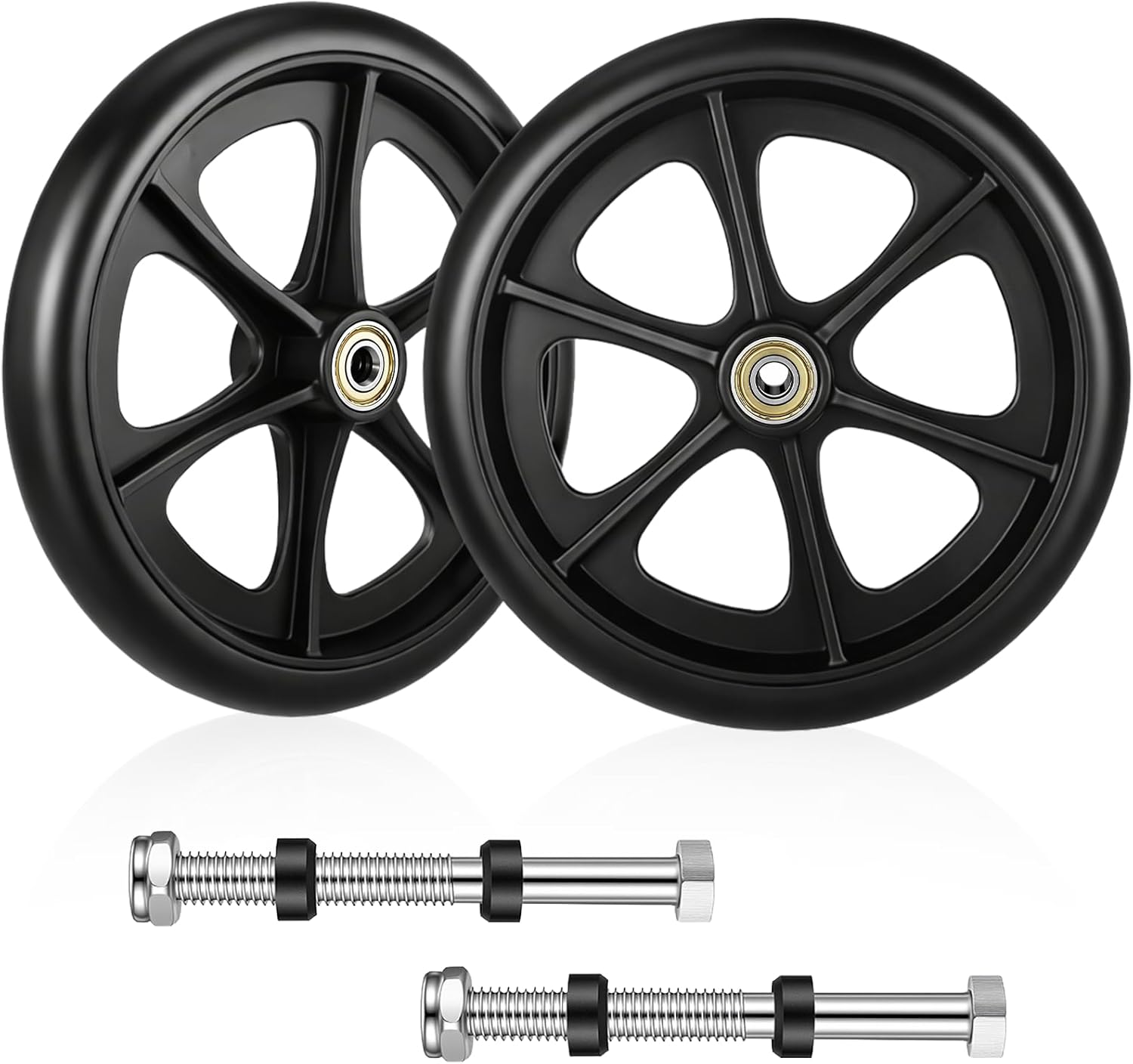 2Pcs Replacement Wheelchair Wheels for Walkers 8 Inch Solid Wheelchair Front Wheels Anti-Slip Rollator Replacement Wheel for Drive Rollator Wheelchairs Wheel Walker Accessories