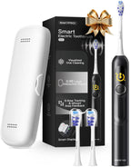 SAKYPRORAL AI Electric Toothbrush with Smart Display for Adults Kids | 150-Day Rechargeable Toothbrush, Real-Time Map |3-Min Timer, Travel Case | Teens Sonic Toothbrush Gift (G5S Black)