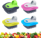 Aodaer 4 Pieces Vegetable Brush Potato Scrubber Brush Silicone Hard and Soft Side Fruit Cleaning Tools for Delicate or Tough-Skinned Vegetables
