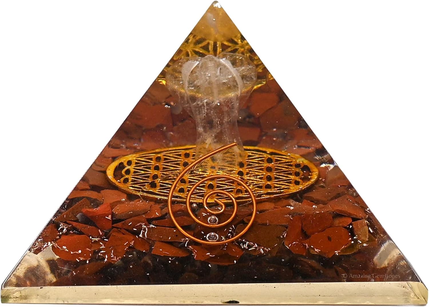 Amazing Gemstone Large Orgone Pyramid | Glow in Dark Red Jasper Pyramid Crystal | Angel Orgonite Pyramid | Organ Pyramids Positive Energy Healing