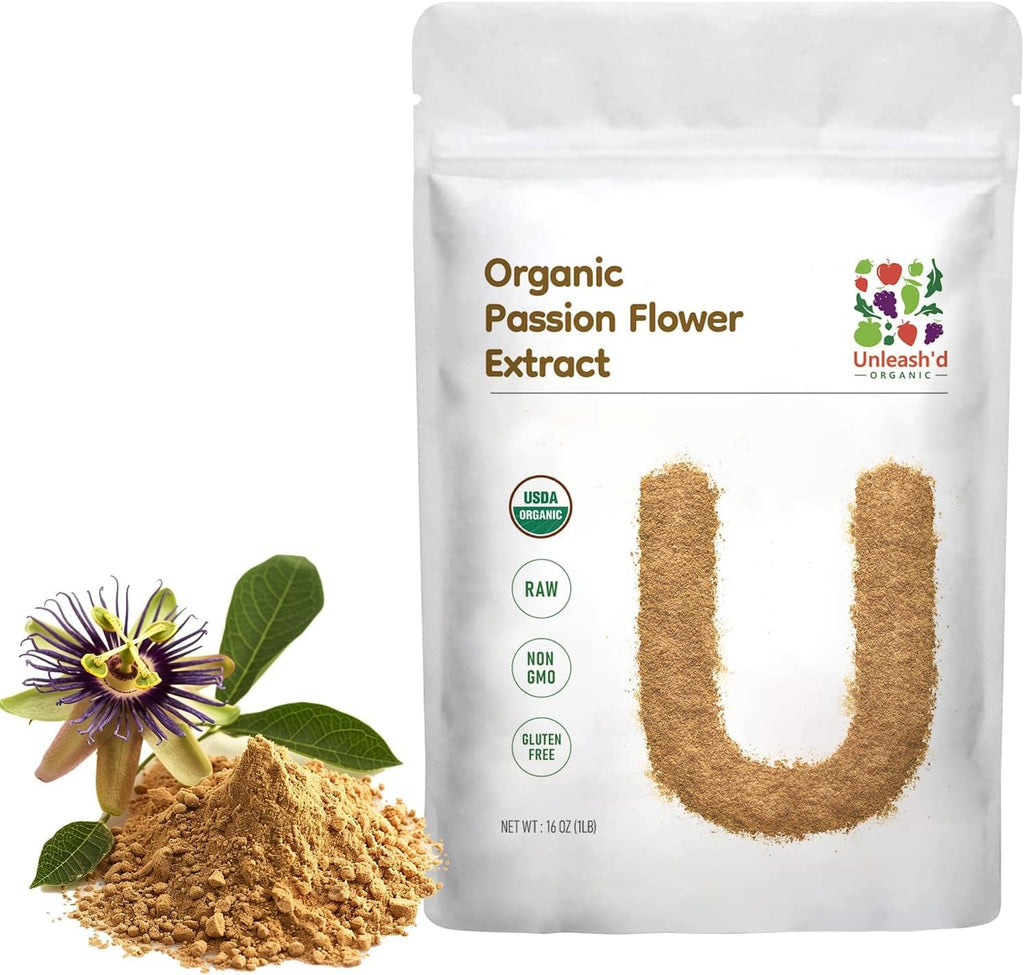 Unleash’d Organic Passion Flower Extract Powder 16 oz | 100% Pure & Natural Botanical Supplement | Calming & Relaxation Support | Herbal Superfood