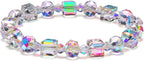 HANGINTHERE Aurora Borealis Crystal Bracelet for Women, Stretch Iridescent Faceted AB Coating - 5000+ Pull Tested, Gift Ready