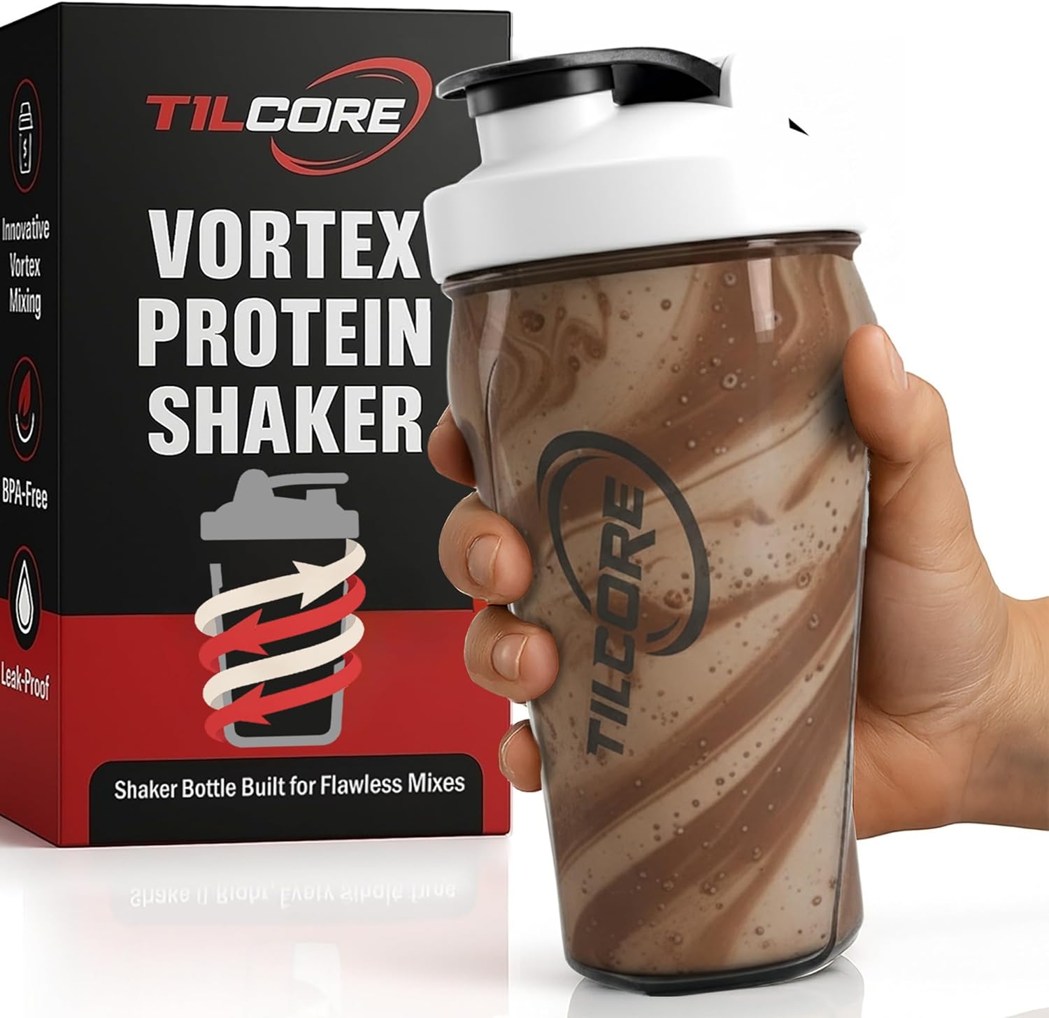 Vortex Protein Shaker Bottle 24 oz/700ml - Premium BPA-Free Pre-Workout Shaker Cup for Protein Shakes & Smoothies, Leak-Proof & Durable Bottle-Shakers for Active Lifestyles