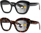 JM 3 Pack Oversized Cat Eye Reading Glasses for Women Funky Blue Light Flexible Cateye Readers