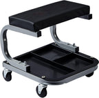 Mechanics Roller Seat, 250 LBS Capacity Padded Rolling Workshop Stool with Tool Tray Storage for Garage, Shop, Auto Repair,Black