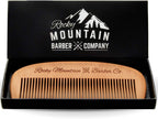 Hair Comb - Wood with Anti-Static & No Snag Handmade Brush for Beard, Head Hair, Mustache with Design in Gift Box