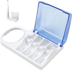 Brush Head Holder Compatible with Braun Oral B, Electric Toothbrush Head Holder Stand, Unique Blue Bracket Base, 4-Slot Display Rack, Portable Countertop Bathroom Organizer with Brush Storage Cover