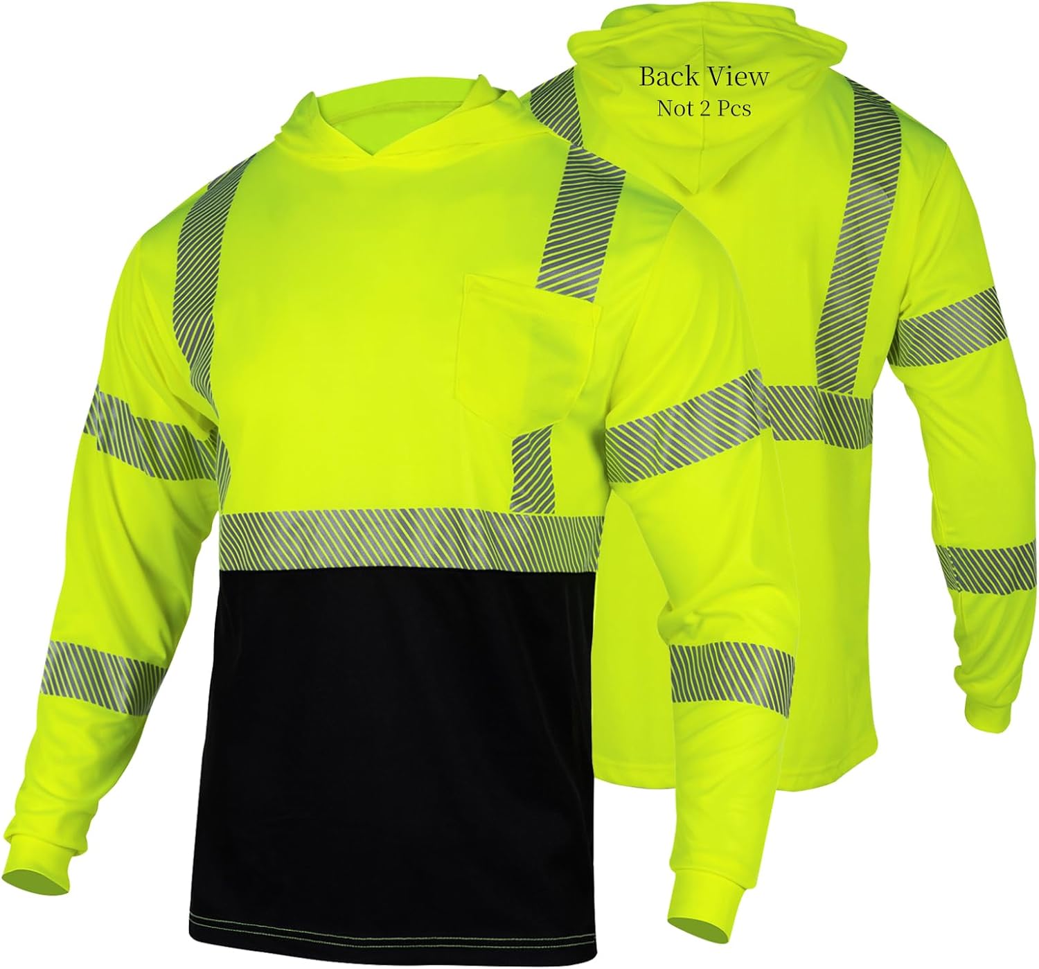 FONIRRA Safety Reflective High Visibility Long Sleeve T Shirts with Hood for Men Construction Work ANSI Class 3
