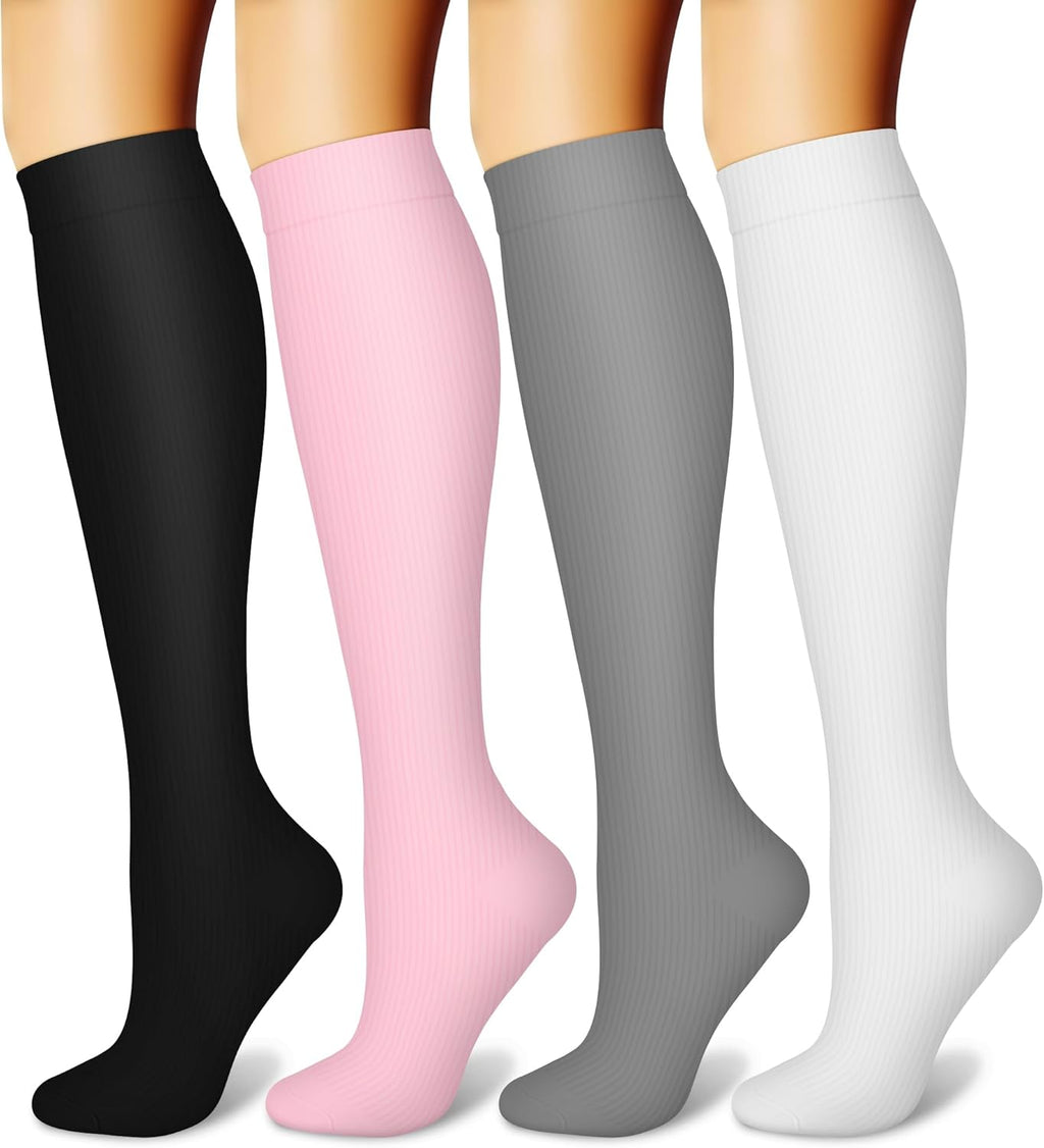 CHARMKING 4 Pairs Compression Socks for Women and Men