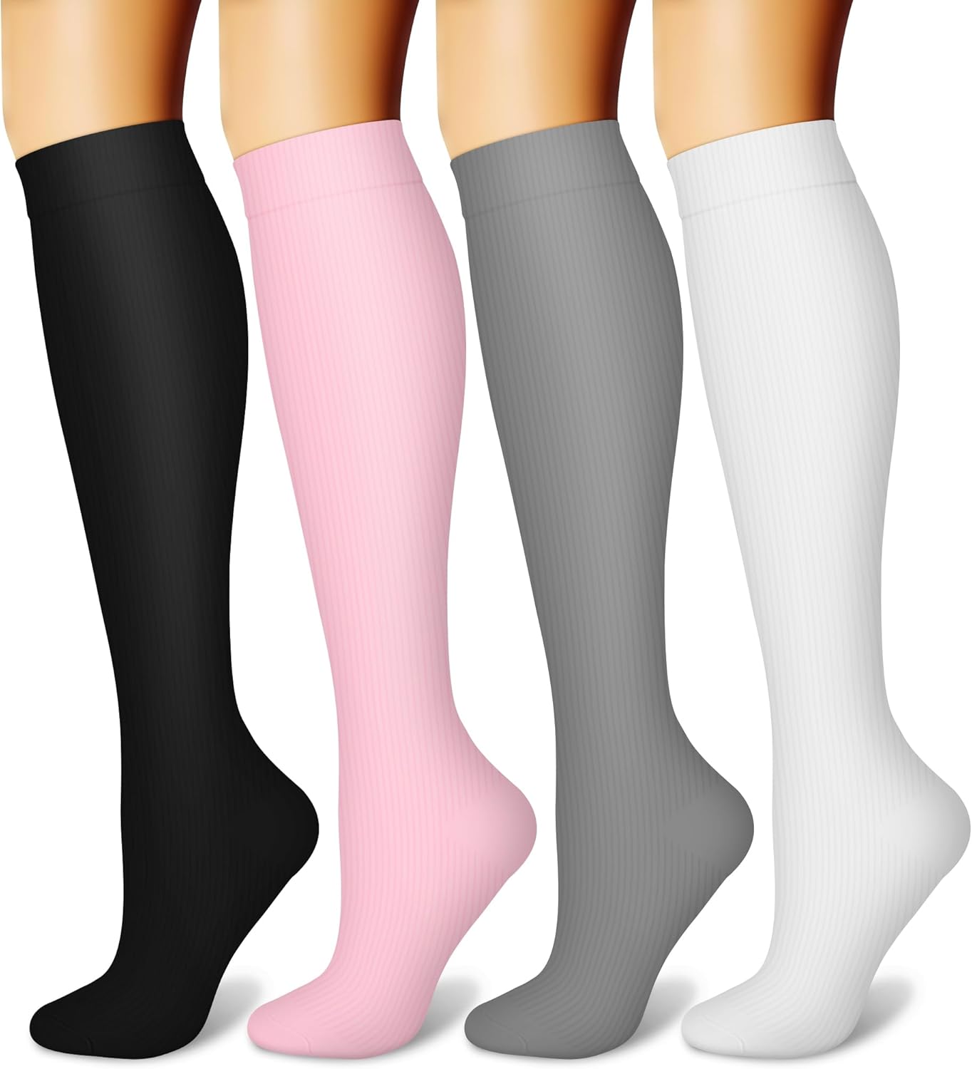 CHARMKING 4 Pairs Compression Socks for Women and Men