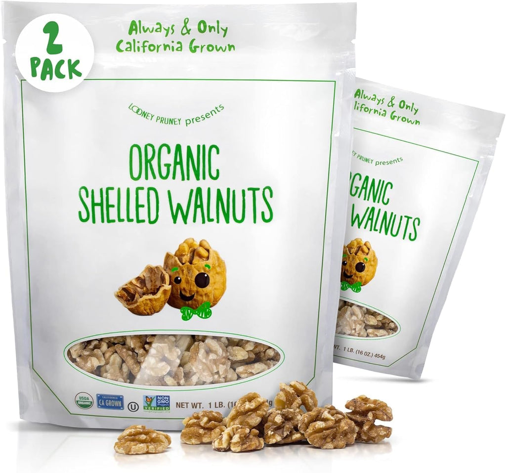 Organic Walnuts Unsalted 2 Pack (2LBS/16oz bags) Natural Shelled Walnut Halves & Pieces | Raw Organic Walnuts | Unsalted For Snacking, Baking, Topping | Non-GMO, No Preservatives