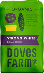 Doves Farm Organic Strong White Bread Flour 3.3 lb (1.5 kg) - High Protein British Baking Flour for Bread, Rolls and Sourdoughs | Kosher Certified & Vegan Friendly | Authentic UK Import