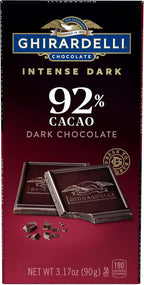GHIRARDELLI Intense Dark Chocolate Bar, 92% Cacao, 3.17 Oz Bar