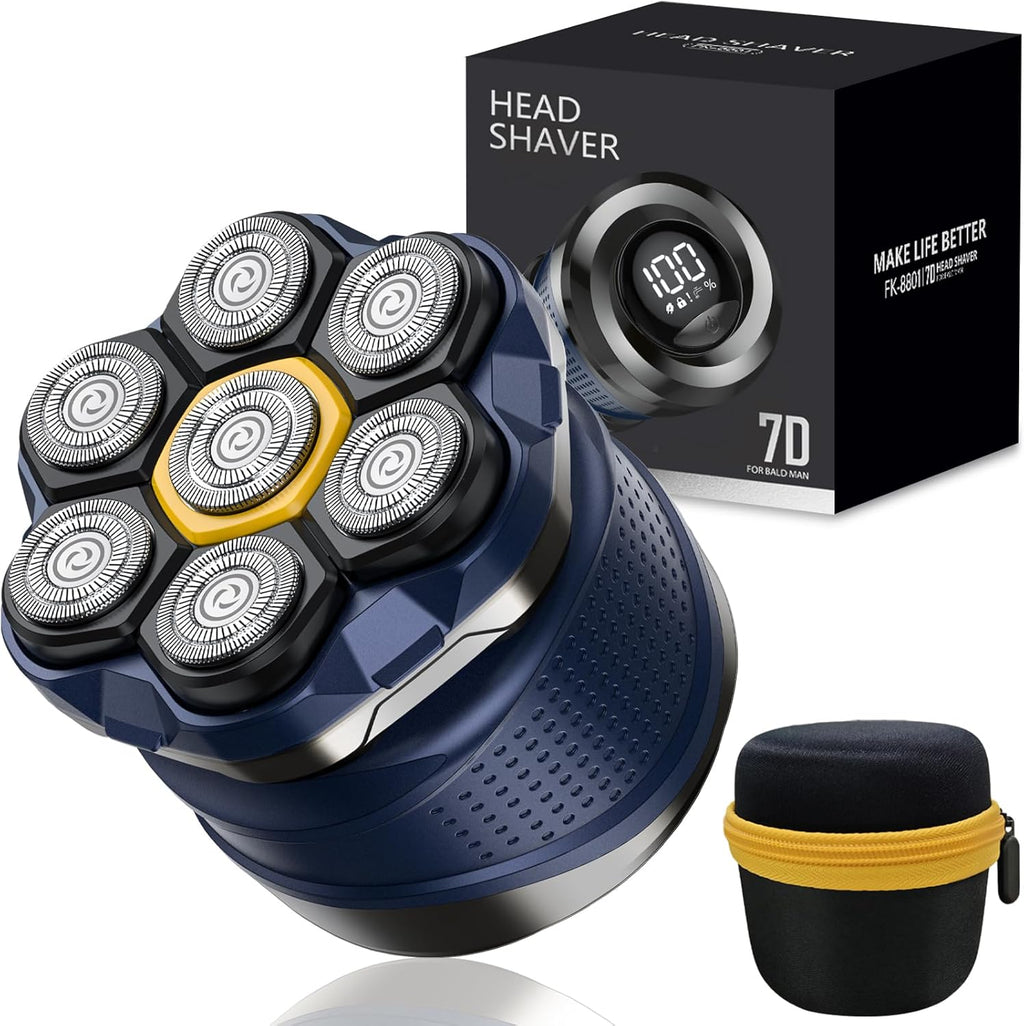 Head Shavers for Bald Men: Super-Powerful Magnetic Electric Razor with 7D Floating Heads, IPX7 Waterproof Wet/Dry Shaver, LED Display & Type-C Recharge & Travel Kit