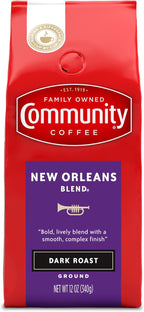Community Coffee New Orleans Blend, Ground Coffee, Special Dark Roast, 12 Ounce Bag (Pack of 1)