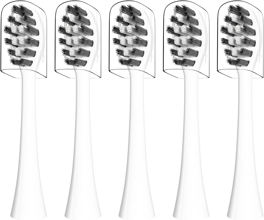 Replacement Toothbrush Heads Compatible with Gleem Electric Toothbrush, W Shape Design Planted with Nylon Bristle (White)