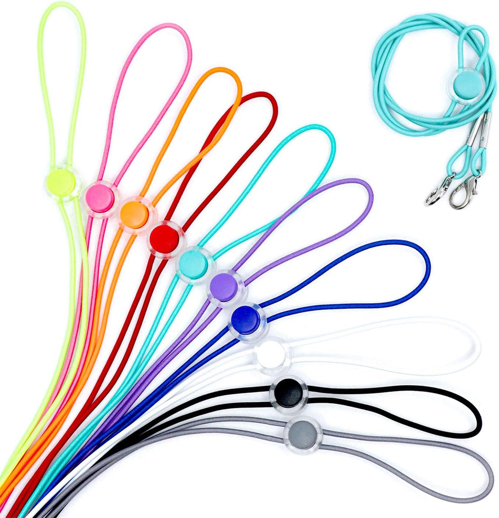 10 Pack Face Mask Lanyard for Kids Adults, Unisex Adjustable Length Elastic Strap Convenient Neck Cord Slider Retainer Pressure Relief Ear Loop Extender Holder for Men Women
