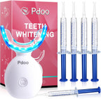 Teeth Whitening Kit with LED Light Tray for Sensitive Teeth, 5 Tooth Whitening Pen Gel Pain Free and Enamel Safe, Teeth Whitener at Home Up to 1-9 Shades Whiter in 1-2 Weeks