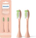 Philips One by Sonicare Genuine Replacement Electric Toothbrush Heads, 2 Brush Head Pack Up to 6 Month Supply, Shimmer Pink, BH1022/05
