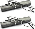 Ultra Slim Compact Lightweight Tube Reading Glasses with Portable Clip Aluminum Case