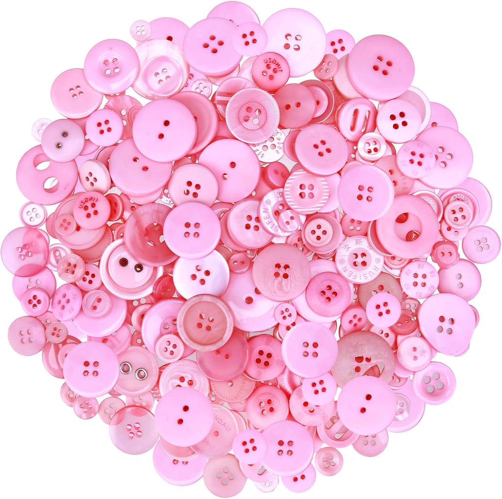 350-400PCS Valentines Day Pink Buttons for Valentines Day Party Decoration DIY Crafts Wedding Gift