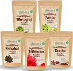 Amla Reetha Shikakai, Bhringraj and Hibiscus Powder for Hair (Pack of 5, 50g each, Total 250g Pack)