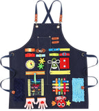 Shyyween Fidget Apron for Elderly Fidget Blanket for Dementia Alzheimer's Therapy Activity Apron Anxiety Relief supplies(Dark Blue)