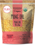 Khazana ORGANIC Mung Dal 7lb - Yellow Petite Split Beans | Non-GMO, Gluten Free & Kosher | Authentic Lentils From India