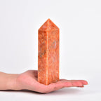 JIC Gem Rare Sunstone Quartz Crystals Obelisk Tower Natural Gemstone Tower Wand Healing Crystals Chakra Tower Decor Meditation Reiki 1-1.3 Lbs