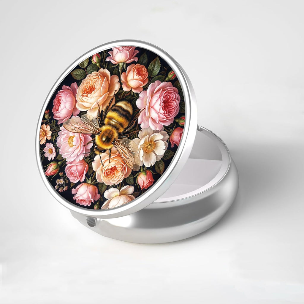 LRITER Pill Case, Portable Travel Pill Box, Pillbox Organizer, Cute Small Medicine Storage Container, Purse Accessories for Women, Men (Bee)