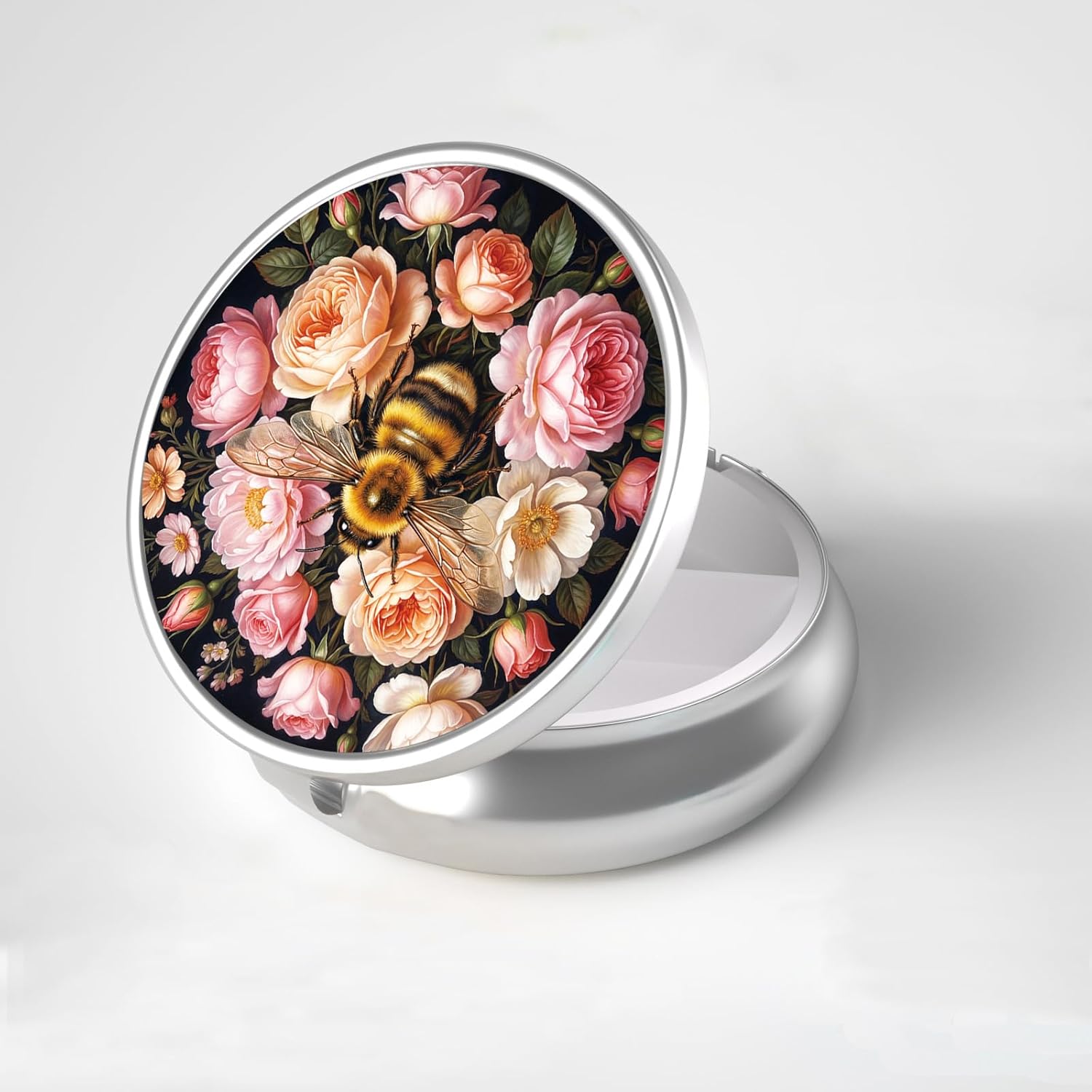 LRITER Pill Case, Portable Travel Pill Box, Pillbox Organizer, Cute Small Medicine Storage Container, Purse Accessories for Women, Men (Bee)
