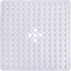 Yimobra Shower Stall Mat Non Slip, 21x21 Inch, Soft Square Bath Mat for Shower with Suction Cups and Drain Holes, Stall Floor Mats for Bathroom, Machine Washable, Bathroom Accessories, White