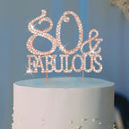 Jaciya Cake Topper 80th Birthday Decorations for Women 80 & FABULOUS Rose Gold Cake Topper