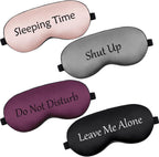 Geyoga 4 Pieces Funny Eye Mask for Sleep Soft Satin Eye Mask Blackout Blindfold with Adjustable Strap Silk Cover Out Lights for Women Men Travel, Nap, Meditation (Champagne, Grey, Purple, Black)
