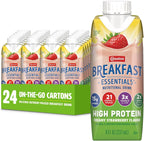 Carnation Breakfast Essientials High Protein Ready-to-Drink, 8 FL OZ Carton, Strawberry (Pack of 24)