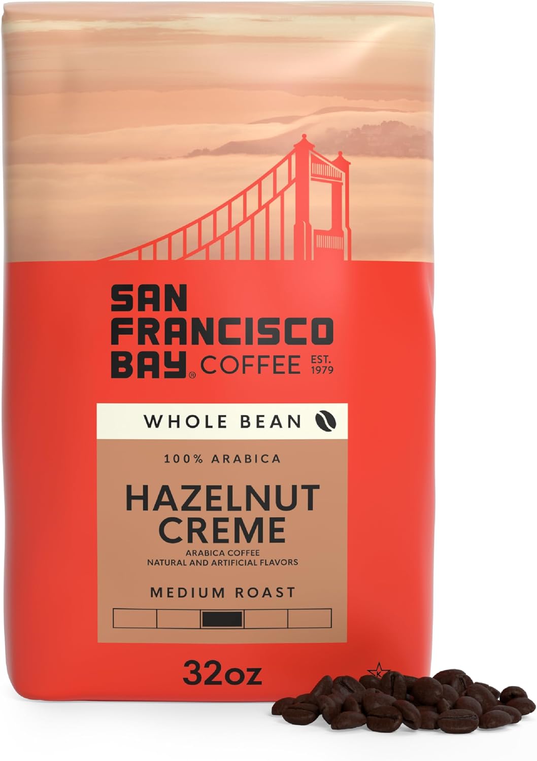 San Francisco Bay Coffee - Flavored Medium Roast Whole Bean Coffee - Hazelnut Crème (2 lb bag)