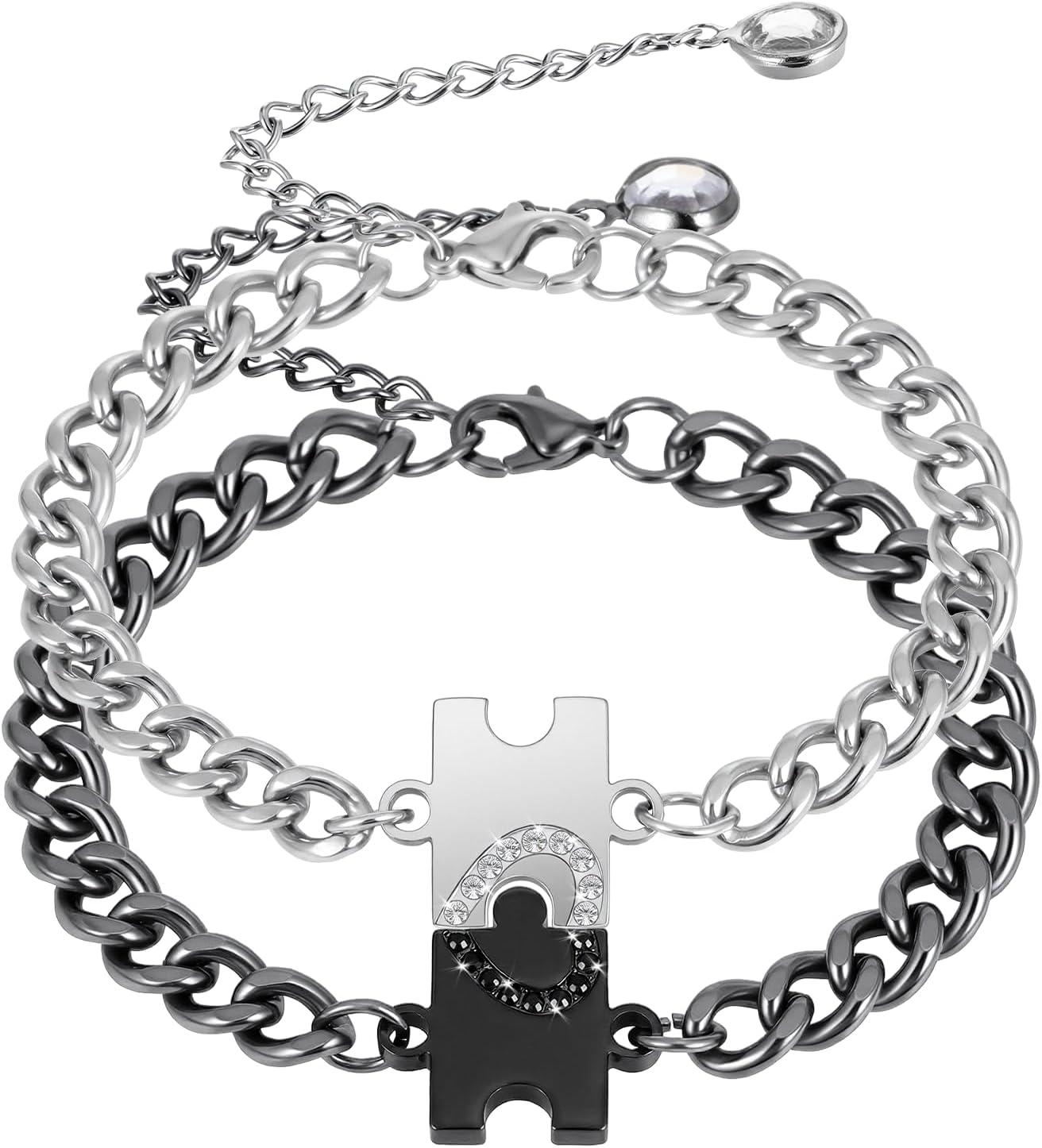 Matching Bracelets for Couples, Puzzle Heart Stainless Steel Bracelets for Women Men His Hers, Perfect Anniversary & Valentine's Day Gifts, Bracelet Set for Boyfriend, Girlfriend, Husband, Wife