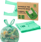 YORJA 1.6 Gallon Tie Handles Compost Trash Bags 120 Food Scrap Bags, Compostable Kitchen Waste Bags with Europe EN13432 & ASTM D6400 Certified