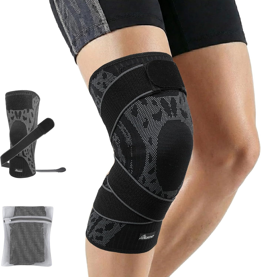 Wrestling Knee Pad, BJJ Knee Sleeve with Detachable Straps – Anti-Slip Compression Brace with Full Knee Cap Protection – for BJJ, Wrestling, Judo, MMA, Basketball, Tennis & Running Sports (Size M)